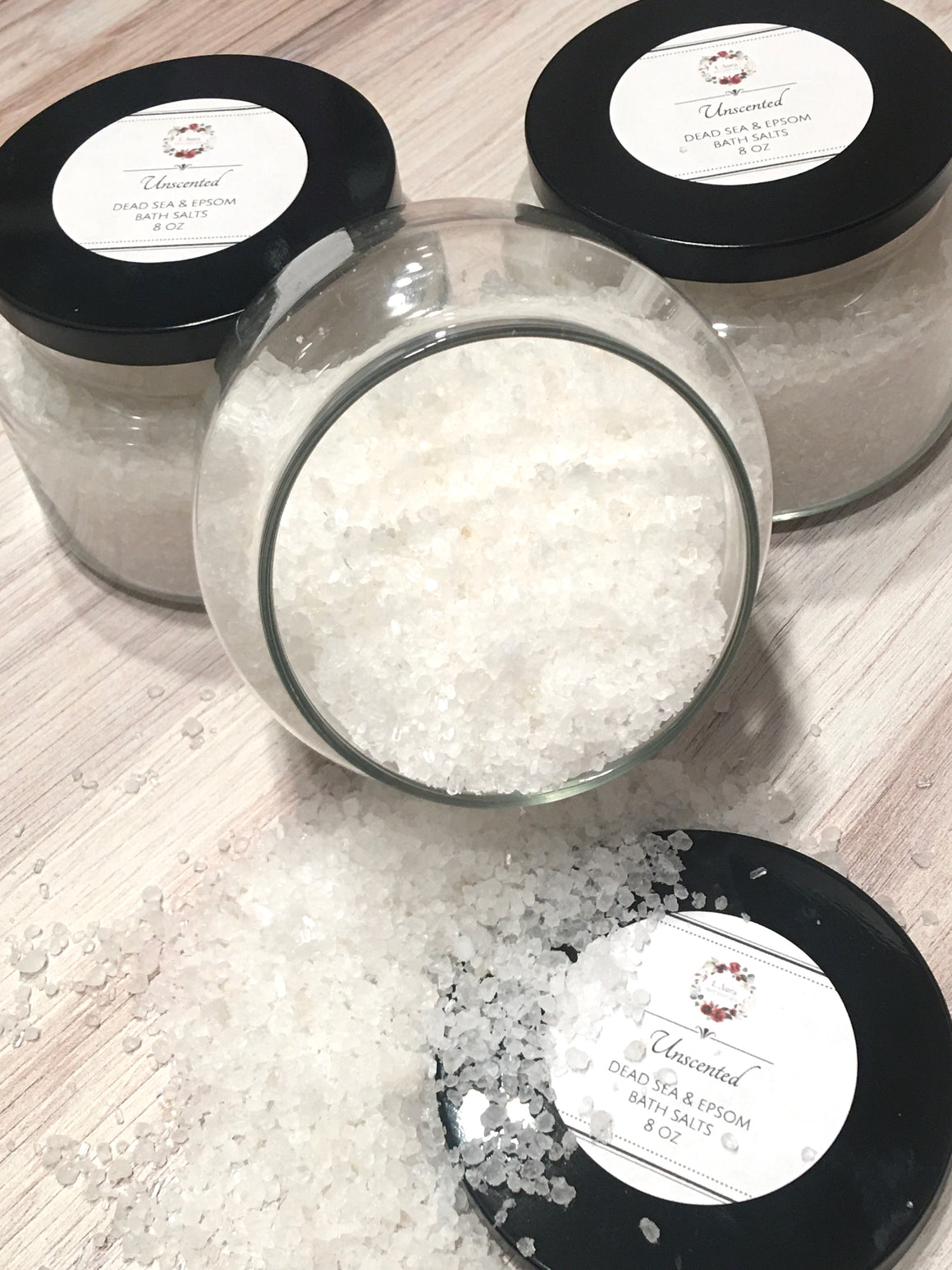 Unscented Dead Sea and Epsom Bath Salts 8 oz Jar